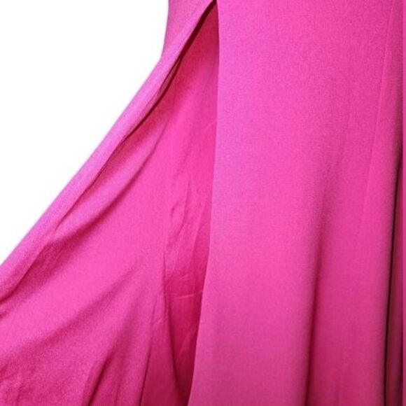Dress The Population Iris Bright Fuschia Crepe Slit Gown Size M - Picture 8 of 12